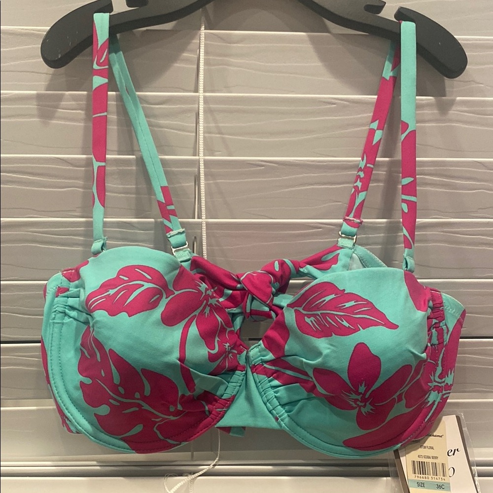 Tommy Bahama Teal and Pink Floral Bikini Top